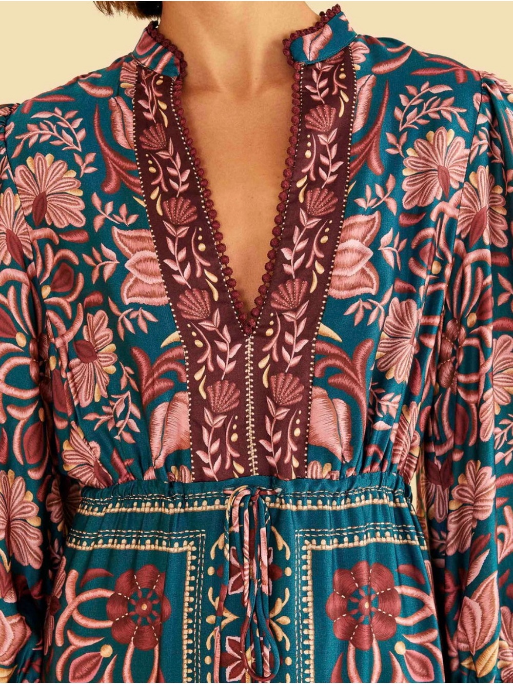 NWT FARM Rio Teal Tapestry Sea Shell Maxi Dress XS - Picture 5 of 6